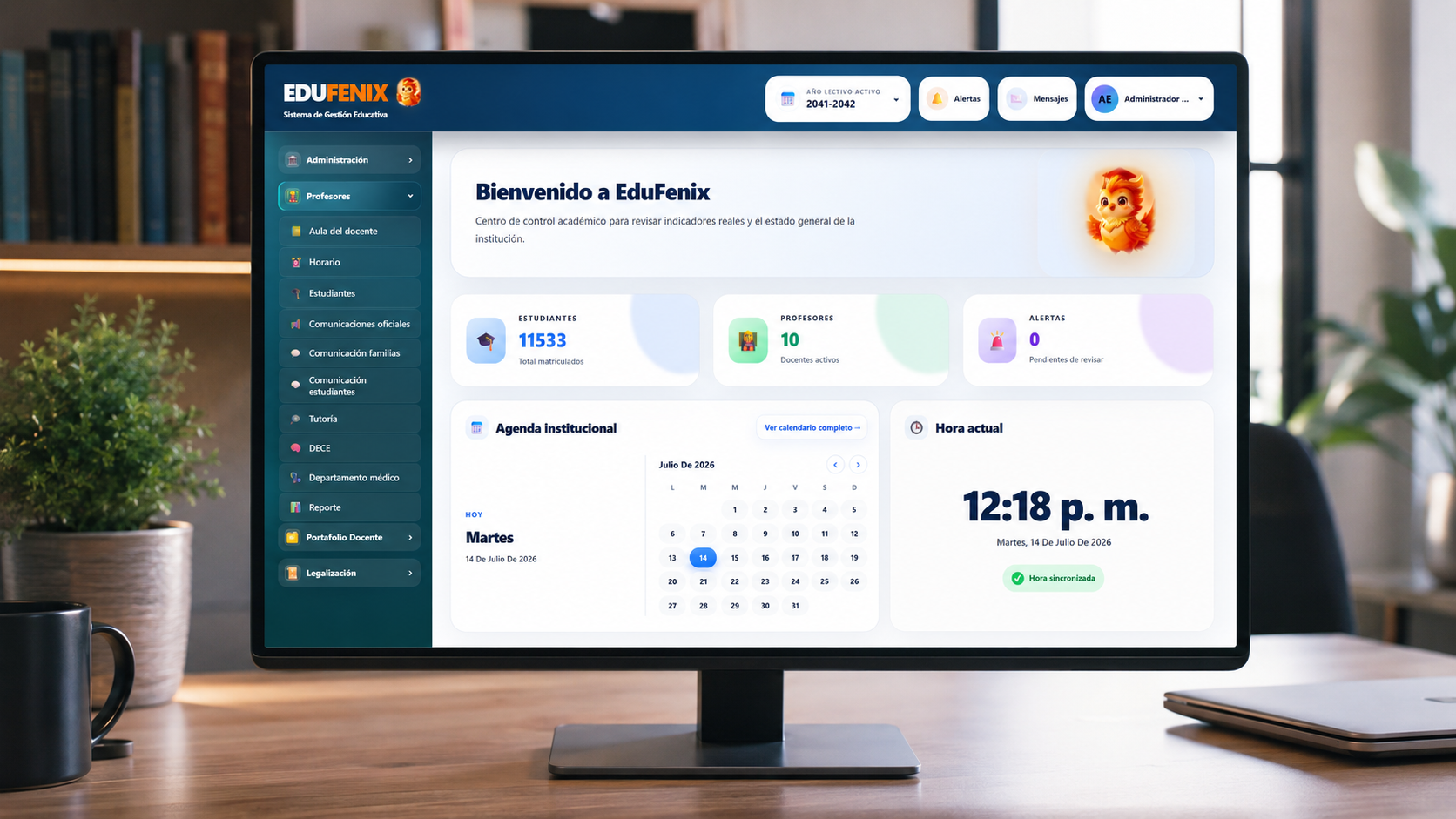 Vista del sistema EduFenix con módulo de profesores