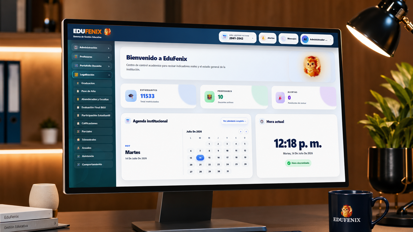 Vista de legalización en EduFenix en monitor